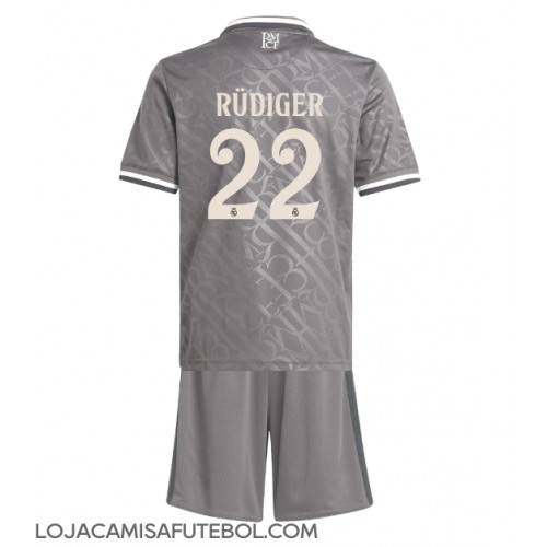 Camisa de Futebol Real Madrid Antonio Rudiger #22 Equipamento Alternativo Infantil 2024-25 Manga Curta (+ Calças curtas)